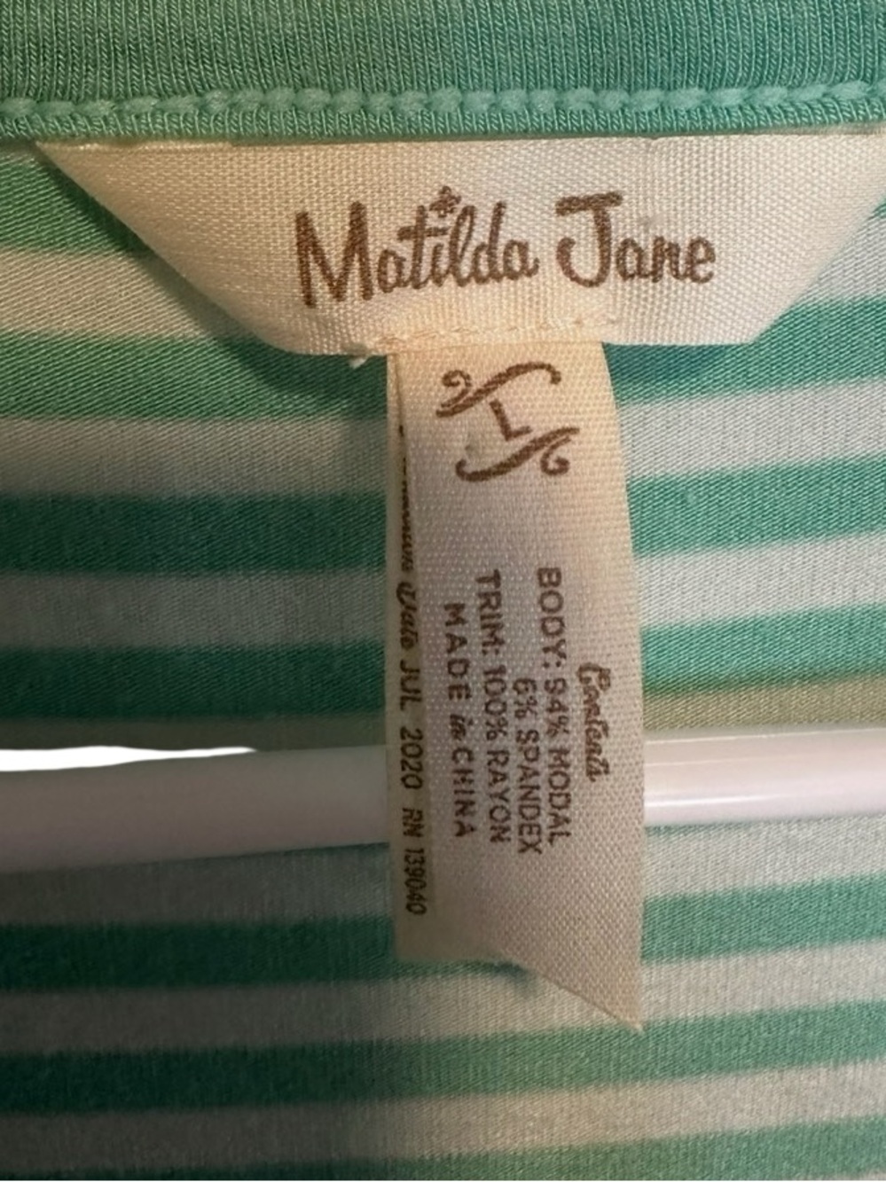 Matilda Jane Talk Tomorrow Large Mint Stripe Teal Polka Dot Ruffle Hem Tunic Top - Picture 3 of 9
